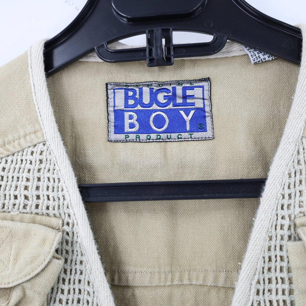 Bugle Boy Vest Mens medium Tactical Vest Cargo Hunting safari photo Khaki Cotton - Picture 3 of 12